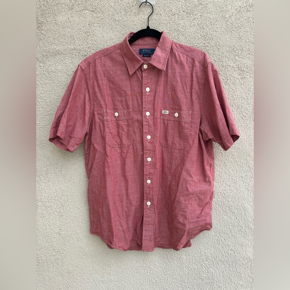 Polo Ralph Lauren Men’s Classic Fit Large Salmon Short Sleeve Button Down Shirt
